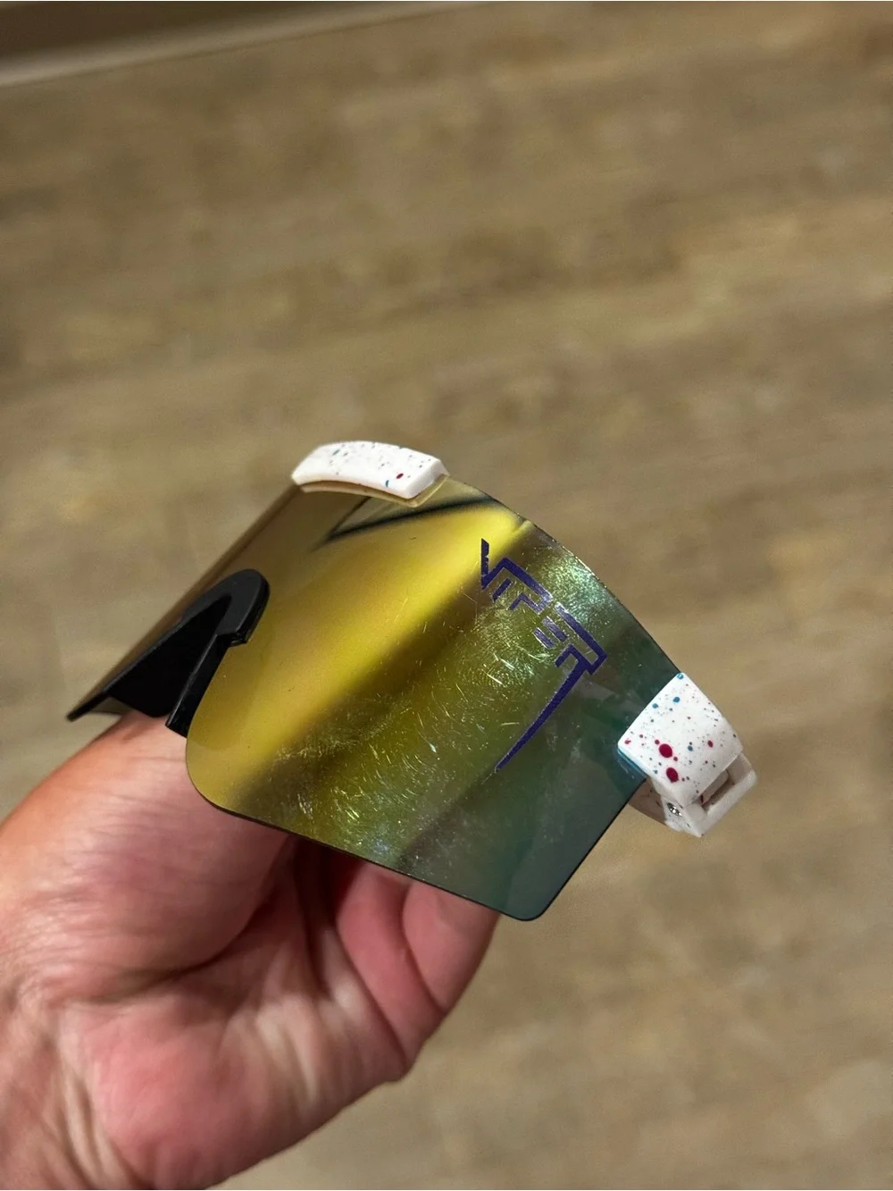 Pit Viper Sunglasses White Frame Colorful Paint Splatter Accents Reflective